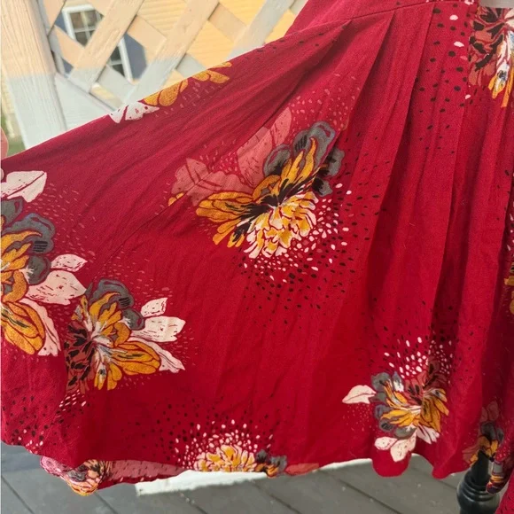 Free People Red Lovely day Floral Backless Dress - Picture 3 of 11